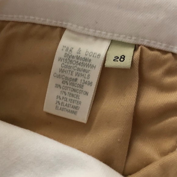 EUC Women’s White Jeans RAG & BONE size 28 - Picture 9 of 9